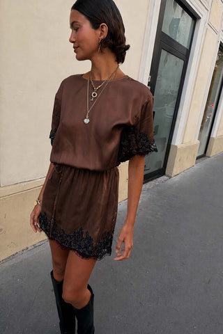 SATIN LACE MINI DRESS