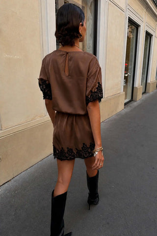 SATIN LACE MINI DRESS